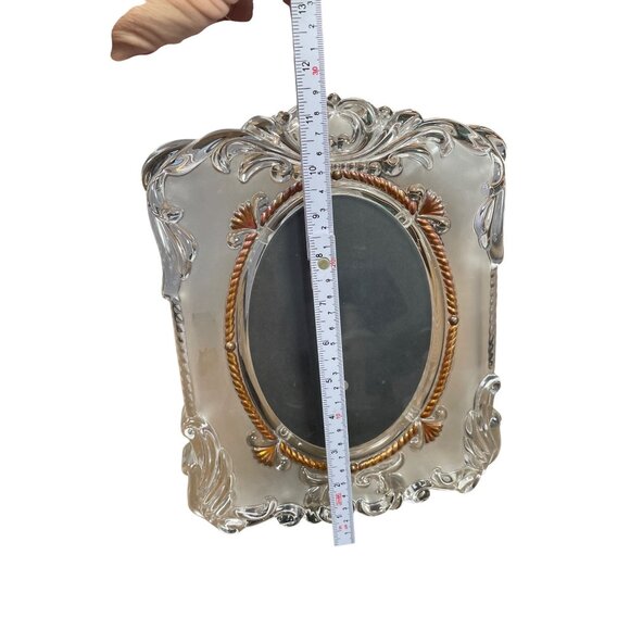 Vintage Ornate Clear Glass Gold Rope Oval Photo Frame 11.5"x8" SKU 9341 - Picture 11 of 13